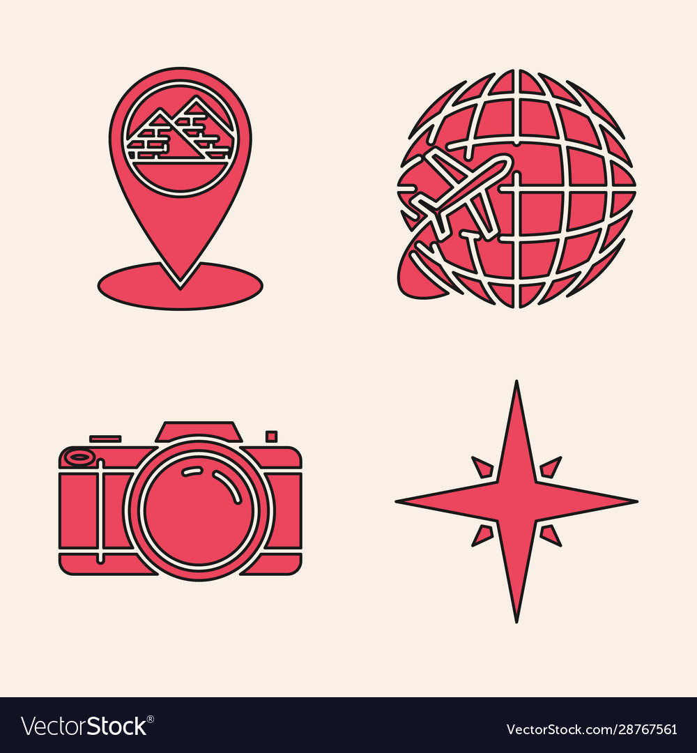 Set wind rose map pointer with egypt pyramids Vector Image Set wind rose map pointer with egypt pyramids