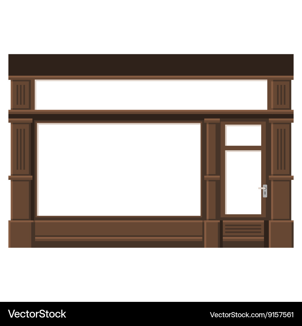 Shopfront with White Blank Windows Wood Store Vector Image