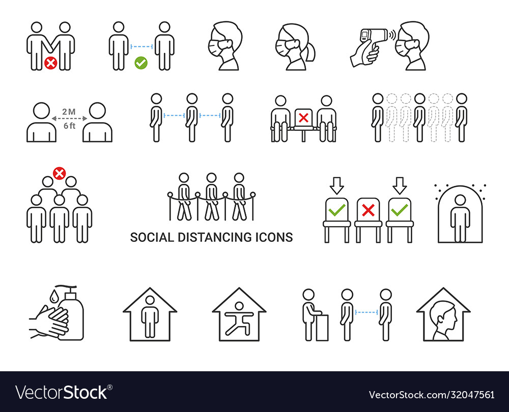 Social Distancing Icons Concept Royalty Free Vector Image