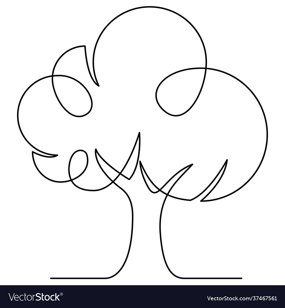 Tree continuous line vector image Tree continuous line