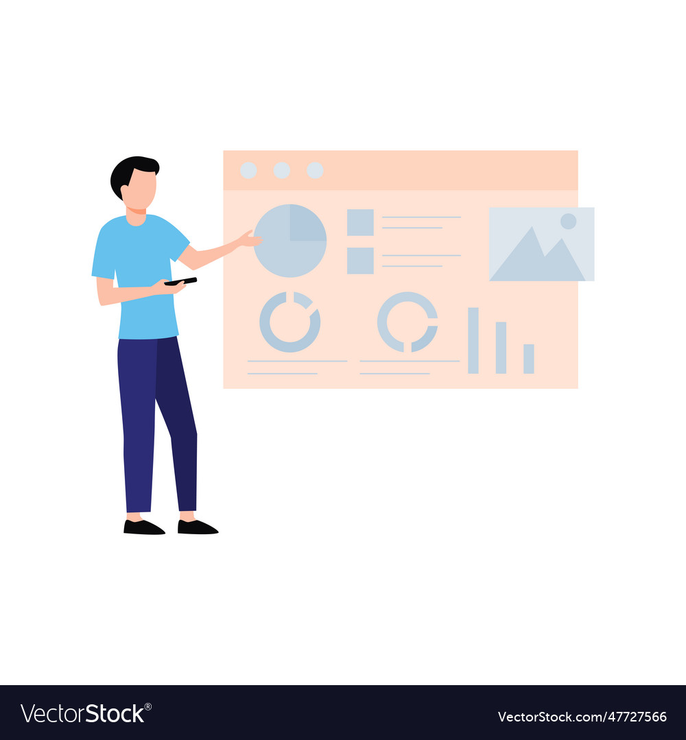 A boy is looking at chart graph on web page
