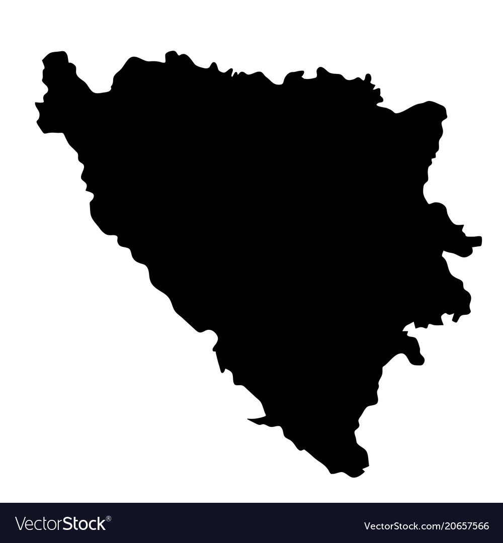 Black silhouette country borders map of bosnia