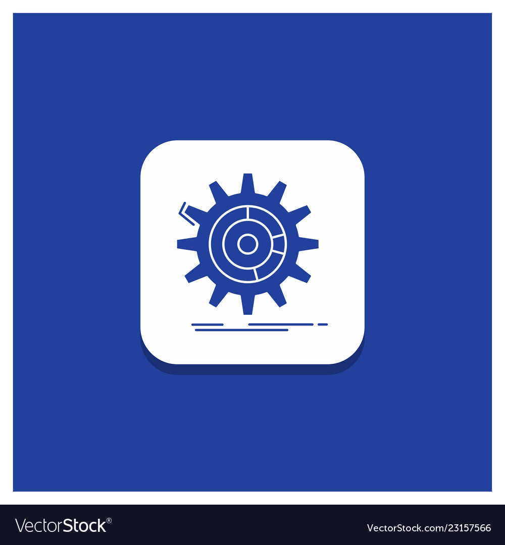 Blue round button for setting data management vector image Blue round button for setting data management