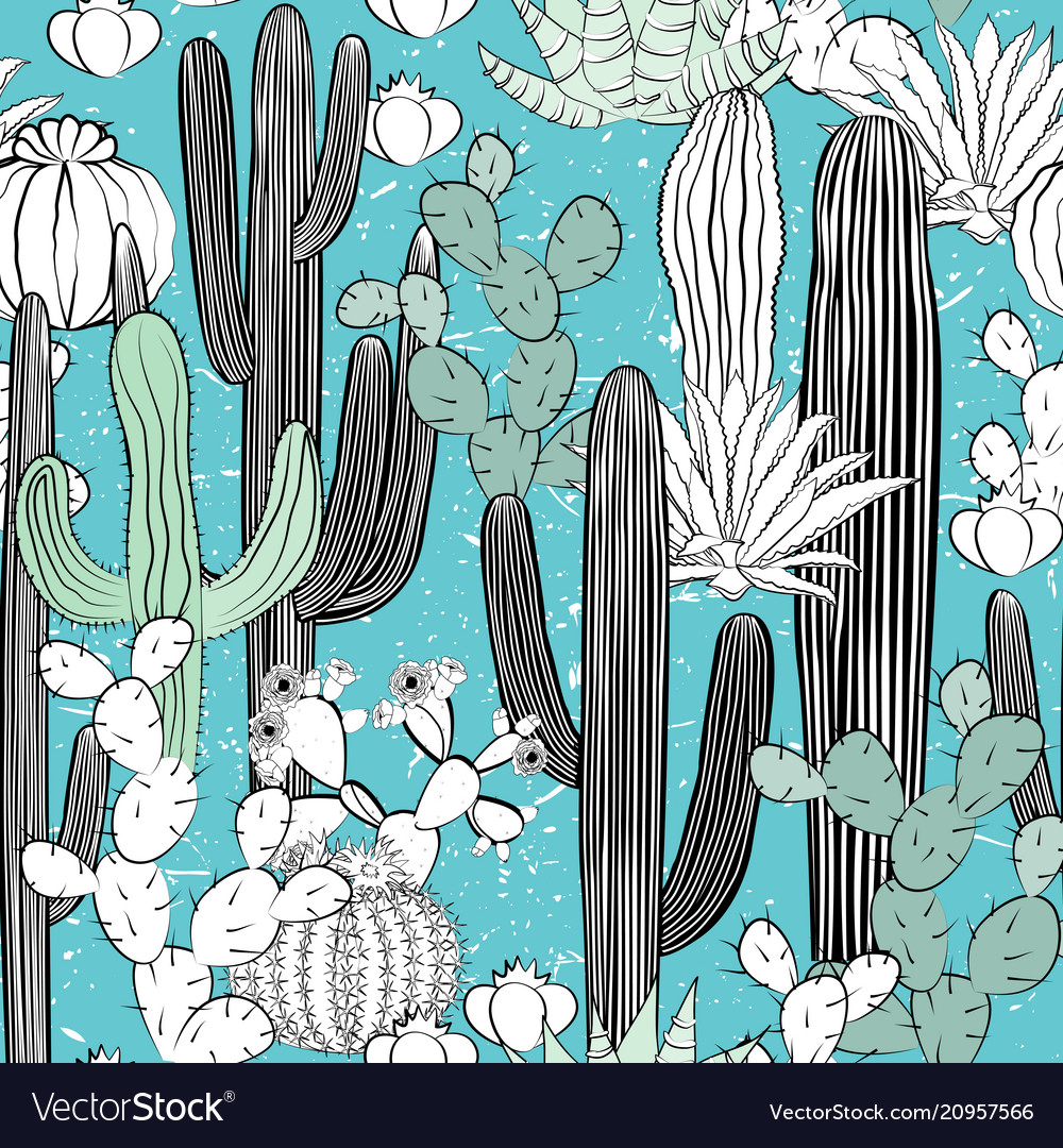 Cactus Seamless Pattern - Desert Flora