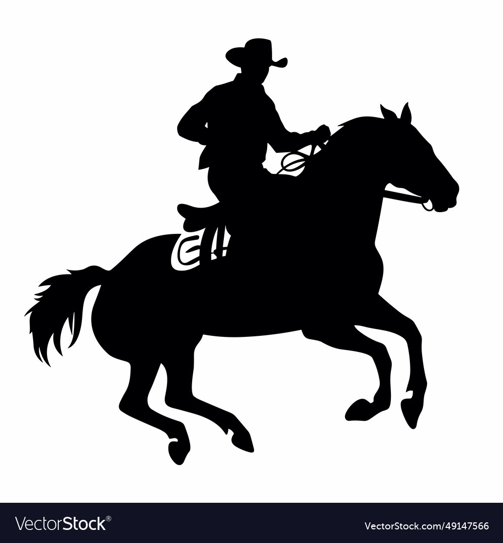 Cowboy on a horse black icon white background Vector Image