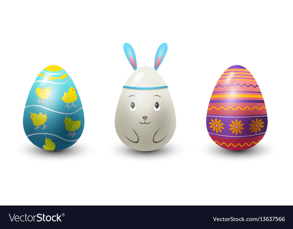 Easter eggs painted with spring pattern