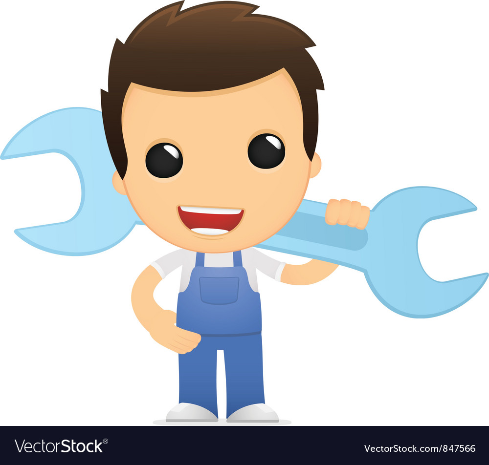 Funny cartoon mechanic Royalty Free Vector Image