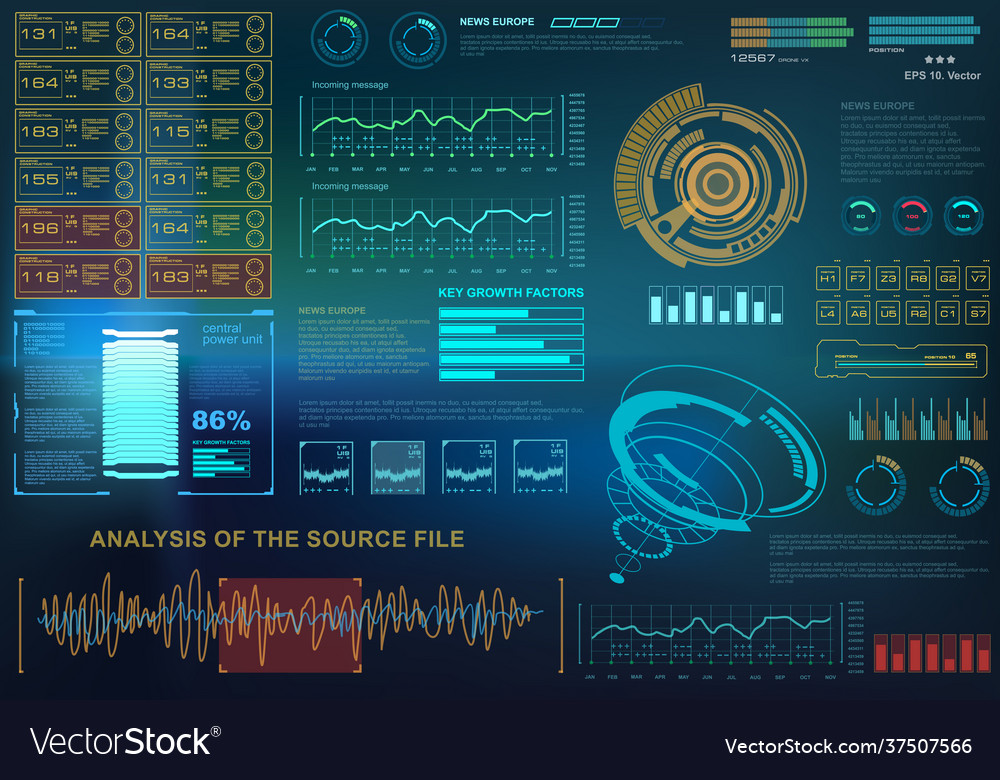 Futuristic blue virtual graphic touch user vector image Futuristic blue virtual graphic touch user