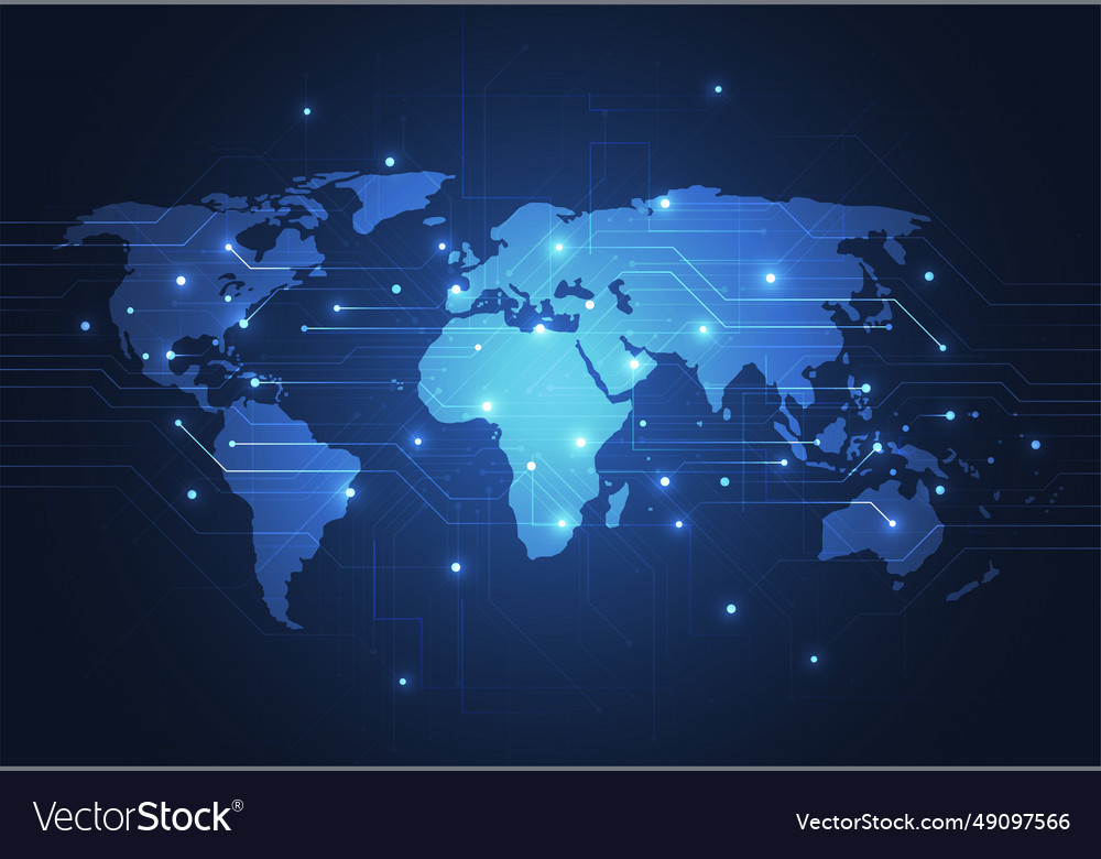 Global network connection world map point vector image Global network connection world map point