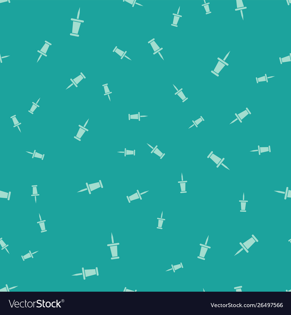 Green push pin icon isolated seamless pattern
