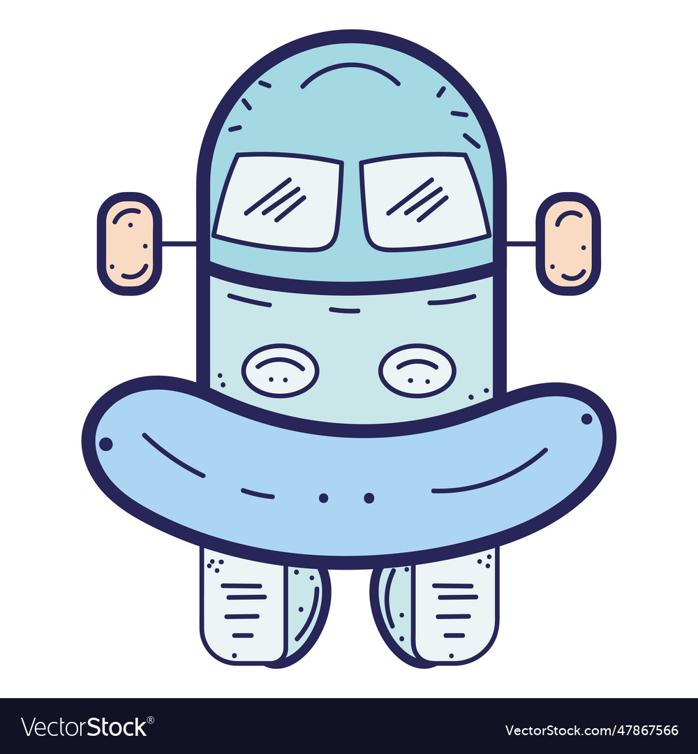 Isolated colored robot toy character sketch icon