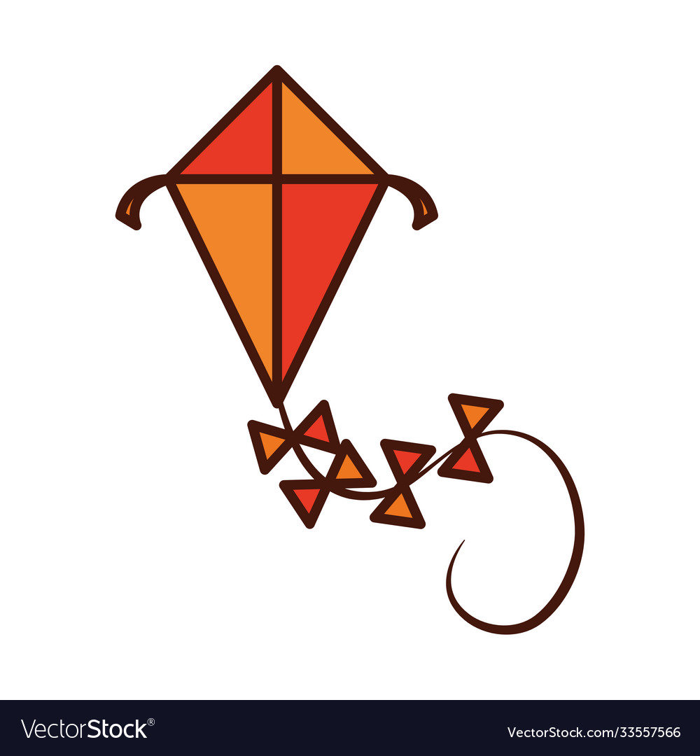 Kite toy wind string line and fill icon
