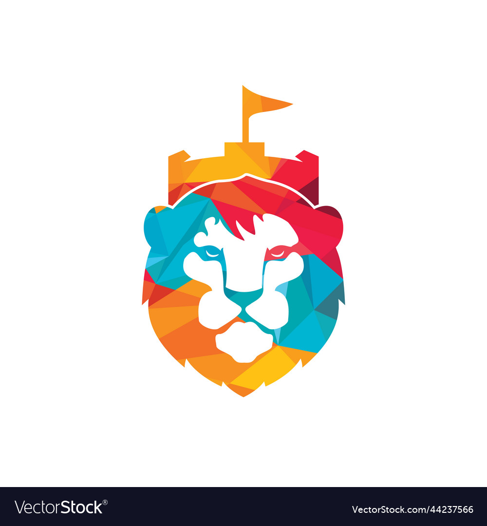 Lion fort logo design template Royalty Free Vector Image