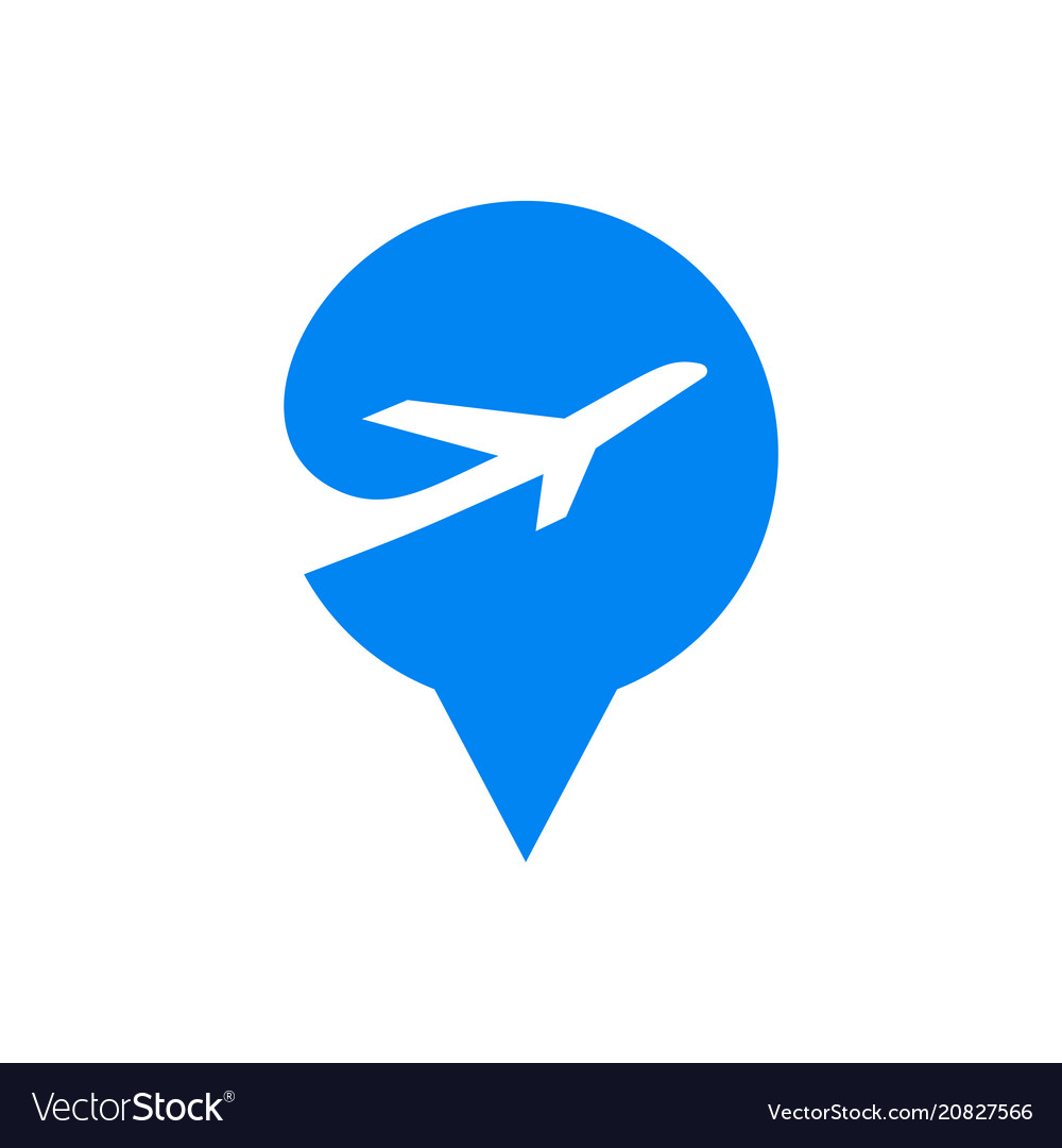 Pin pointer location flat logo element vector image Pin pointer location flat logo element