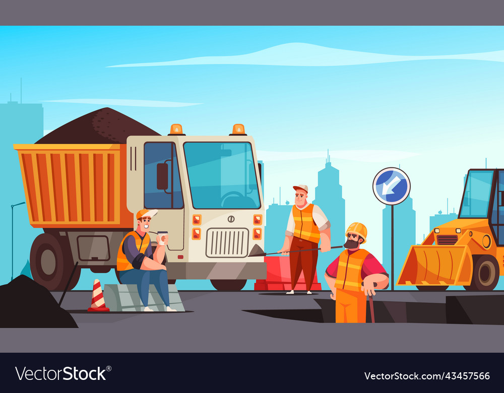 Road repair Royalty Free Vector Image - VectorStock