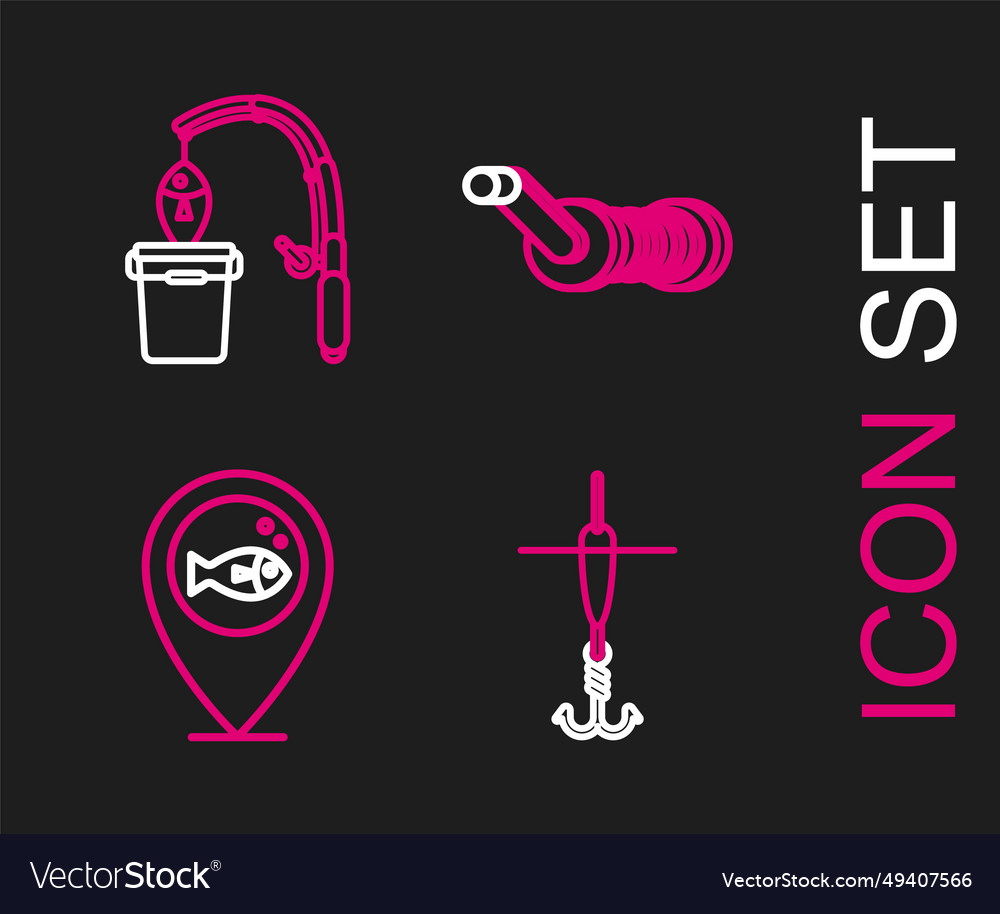 Set line fishing hook and float location vector image Set line fishing hook and float location