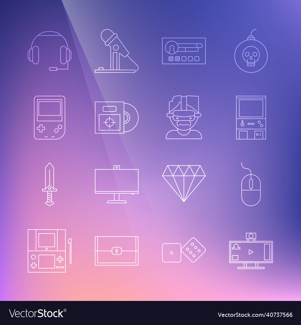 Set line live streaming online computer mouse vector image Set line live streaming online computer mouse
