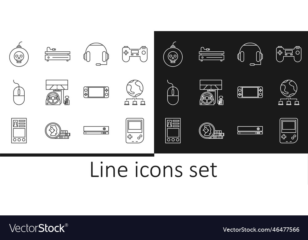 Set line portable video game console computer vector image Set line portable video game console computer