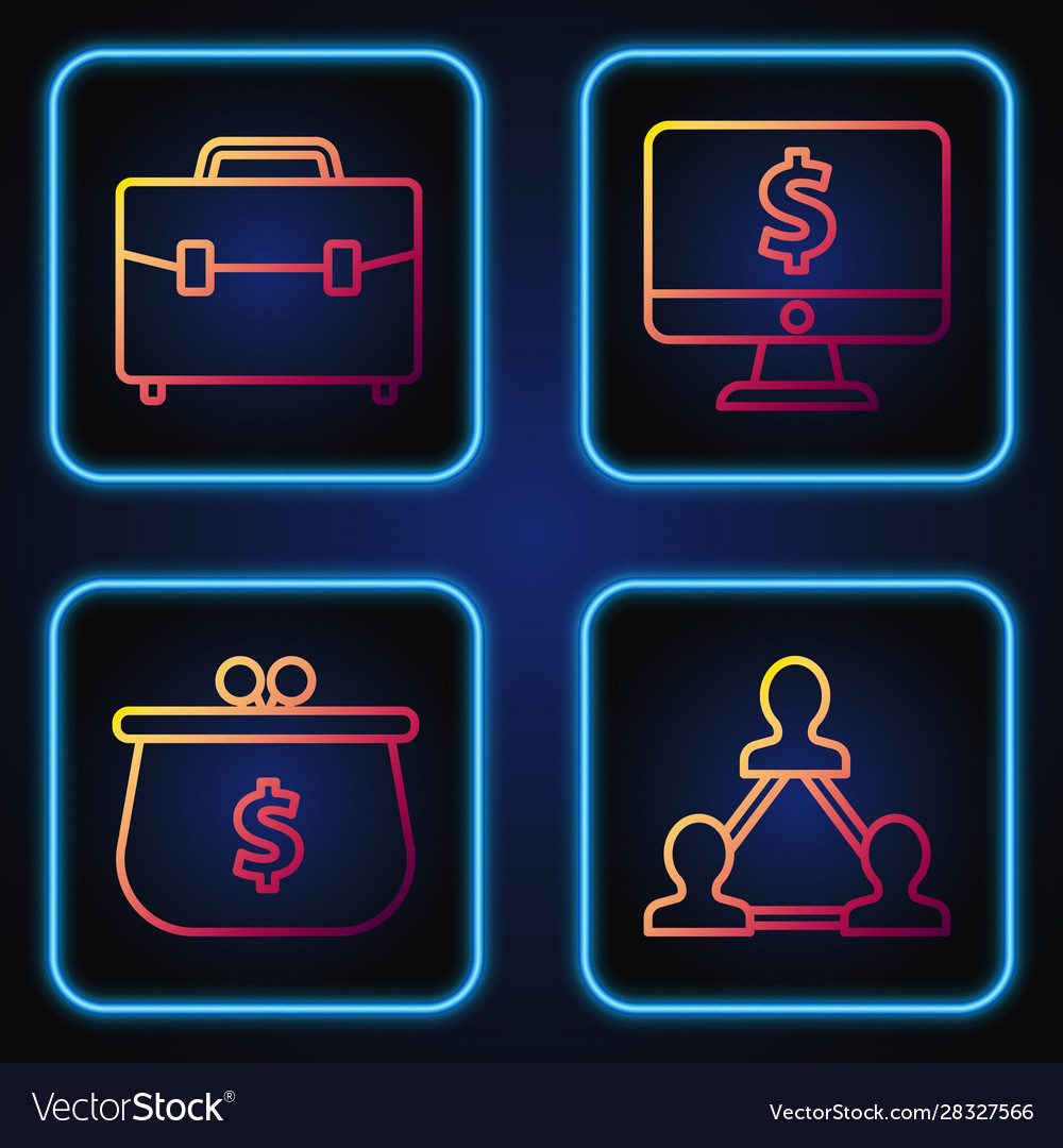 Set line project team base wallet vector image Set line project team base wallet