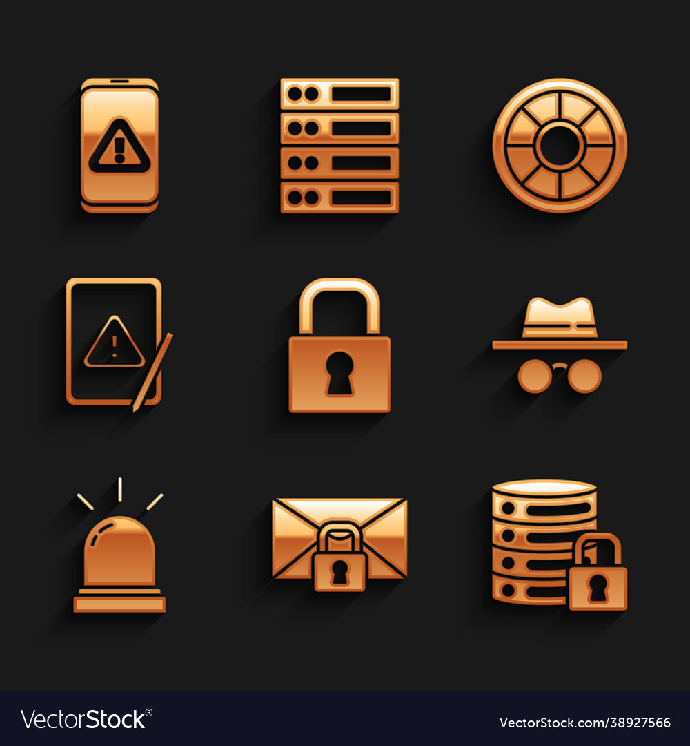 Set lock mail message password server vector image Set lock mail message password server