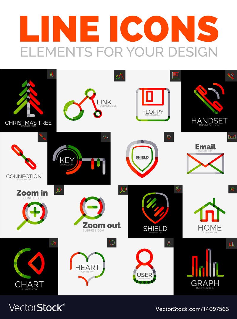 Set of web linear thin line icons