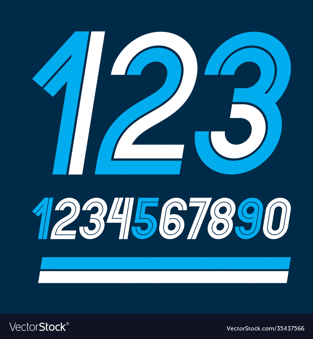 Set rounded numerals made with white lines can vector image Set rounded numerals made with white lines can