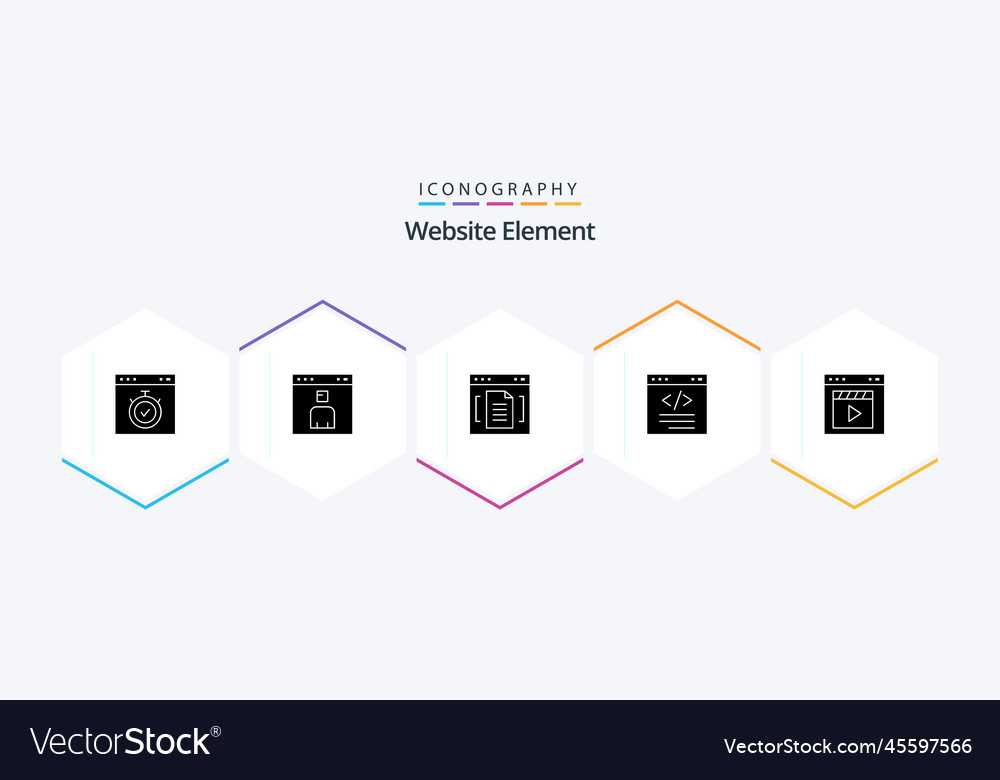 Website element 25 glyph icon pack including