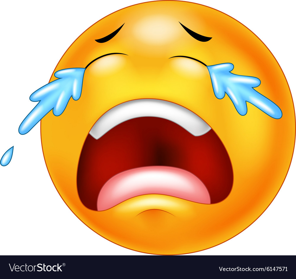 A sad crying emoticon smiley face character Vector Image