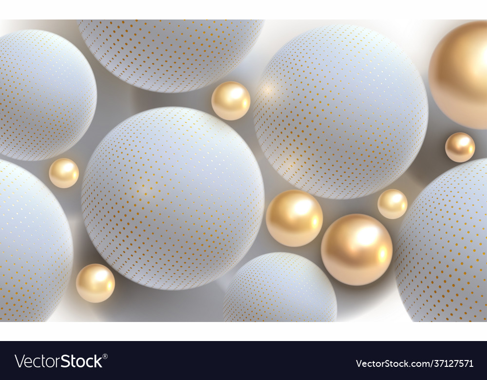 Abstract background with 3d spheres golden Vector Image