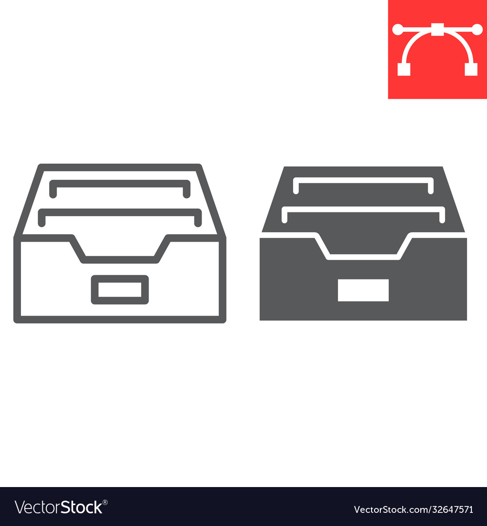 Archive line and glyph icon ui button