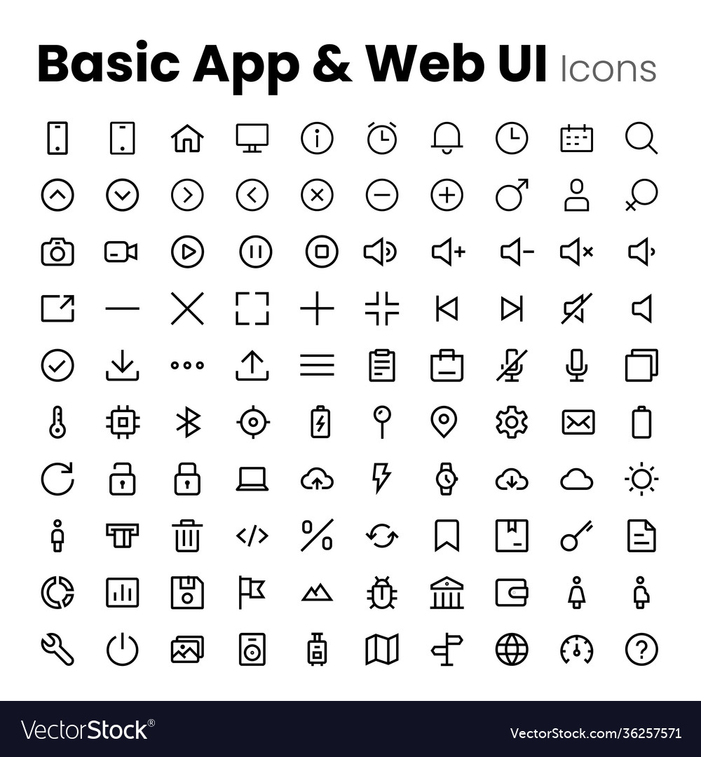 Basic line icon set for web and mobile imag
