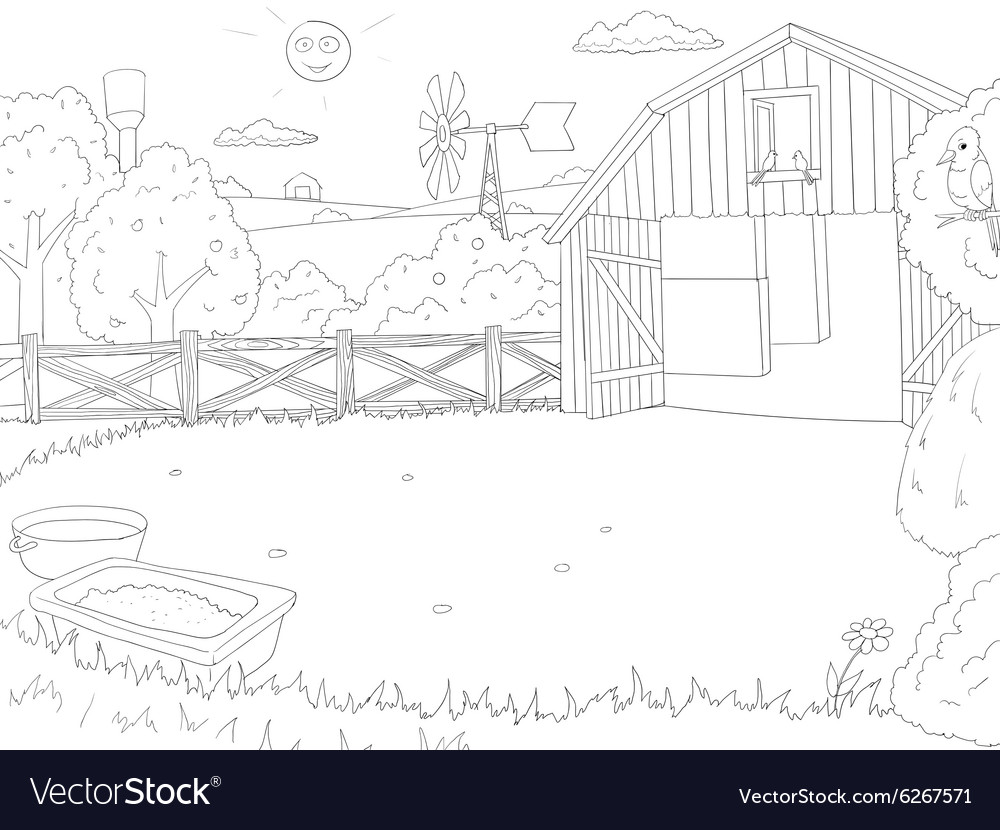 farm cartoon background black and white