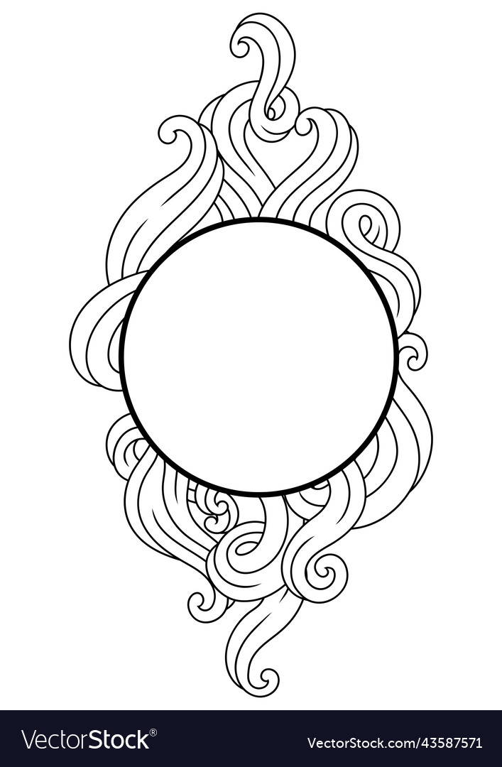 Frame with wave line curls monochrome stripes