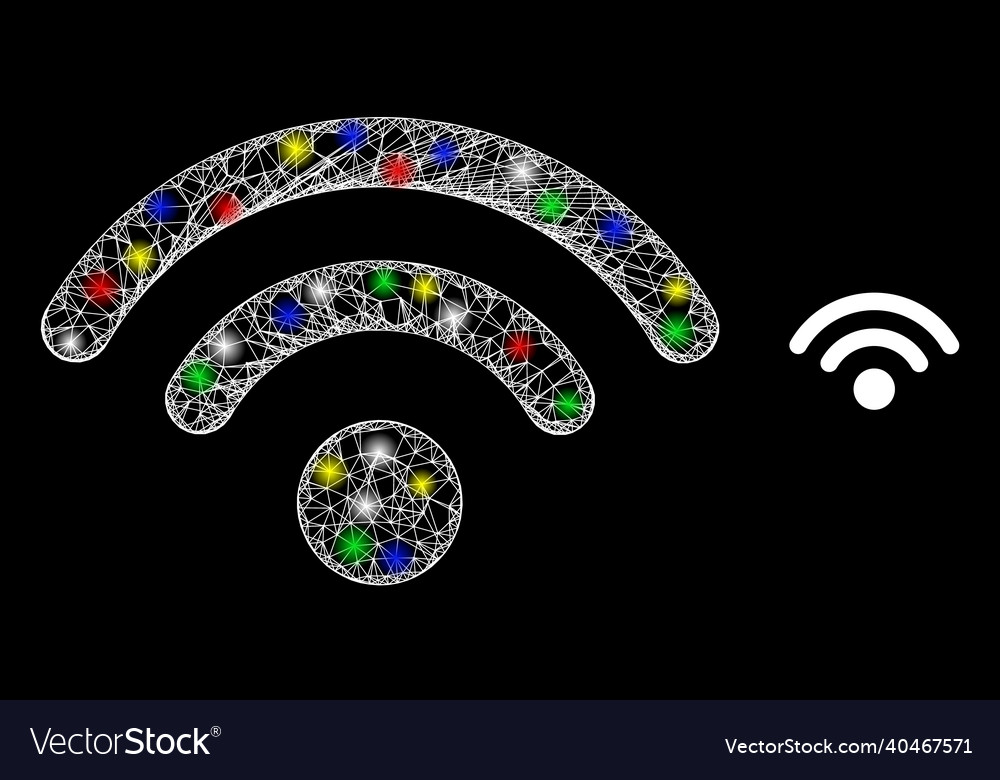 Illuminated irregular mesh wifi network icon