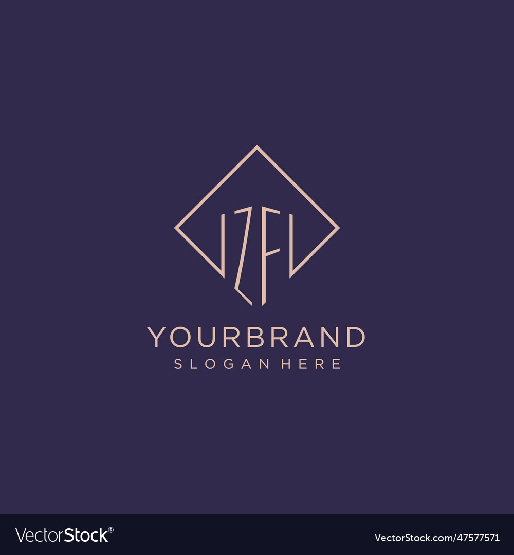 Initials zf logo monogram with rectangle style