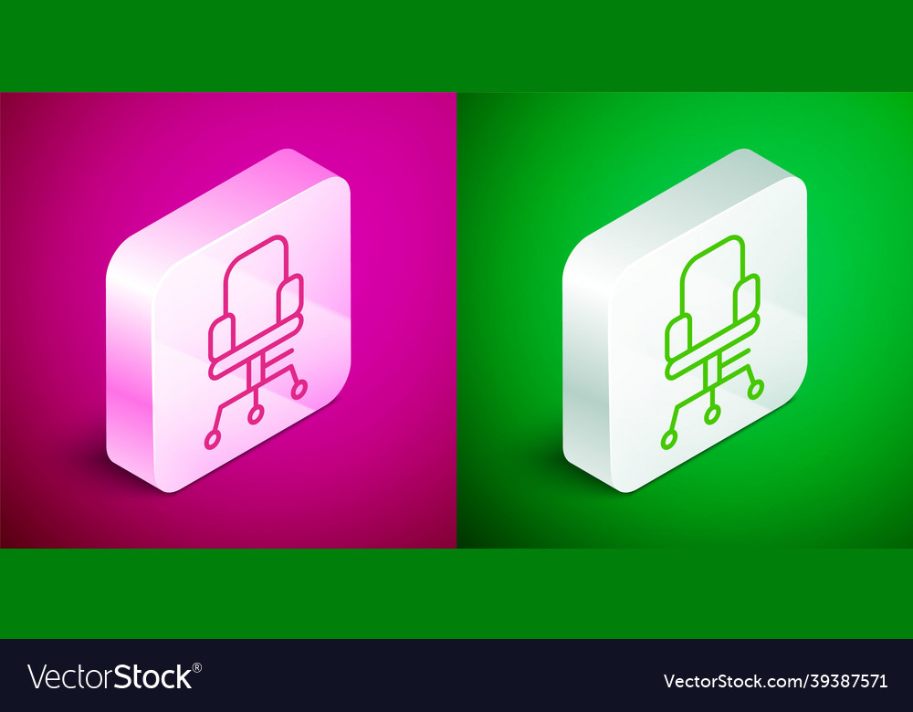 Isometrische Linie Bürostuhl Ikone isoliert auf rosa vector image Isometrische Linie Bürostuhl Ikone isoliert auf rosa
