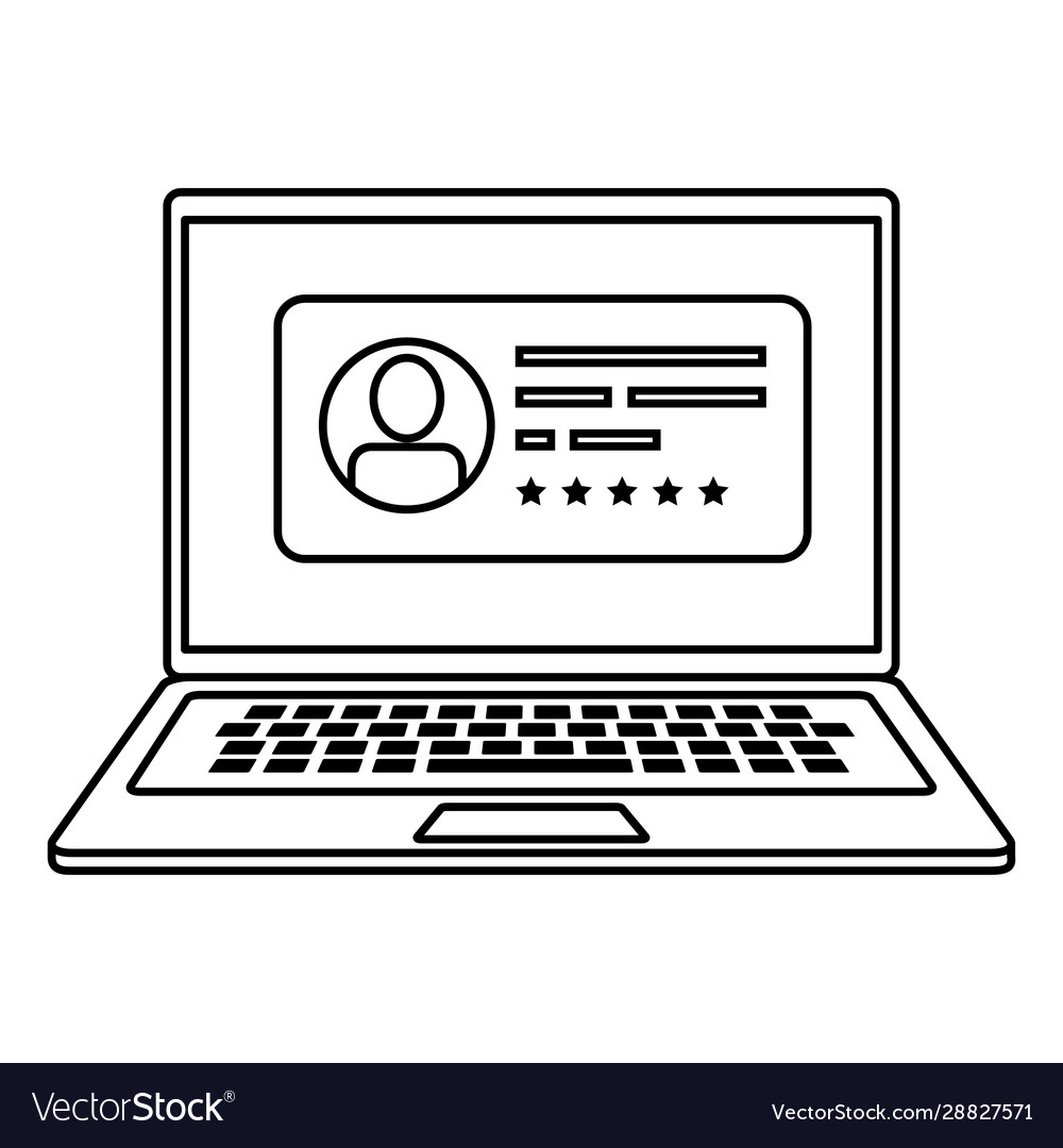Laptop computer for vote online line style icon