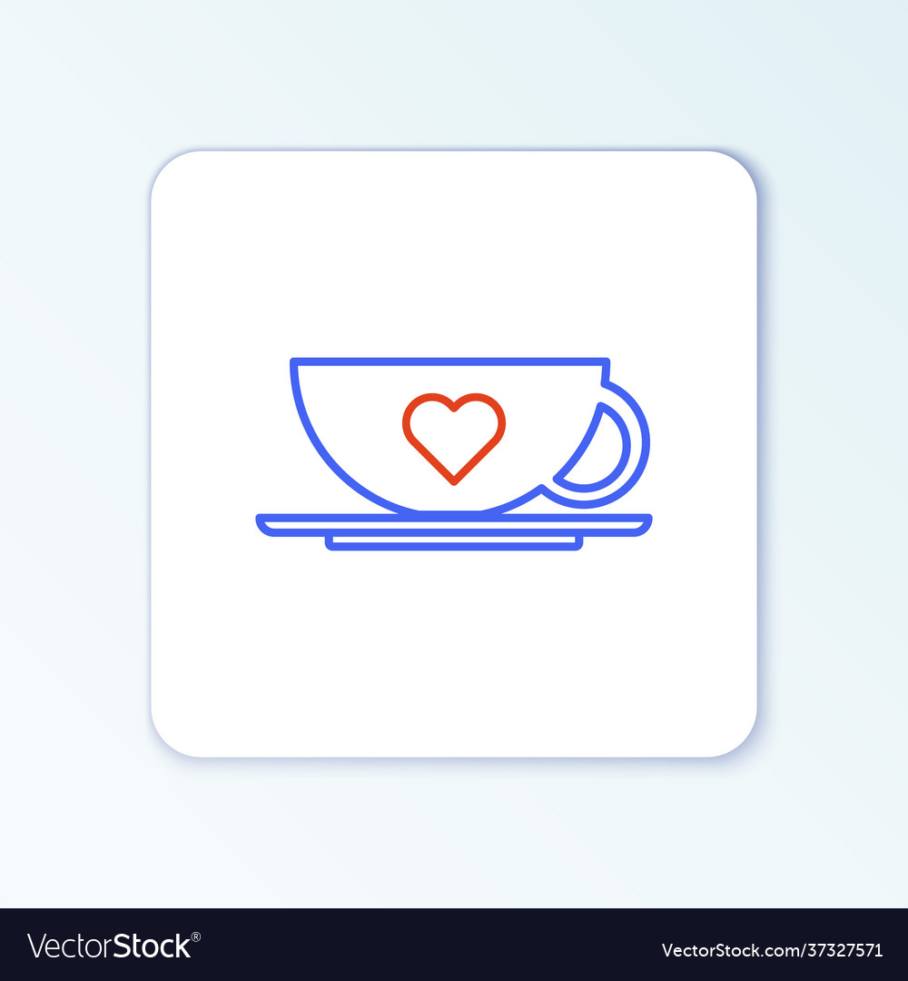 Line coffee cup and heart icon isolated on white vector image Line coffee cup and heart icon isolated on white