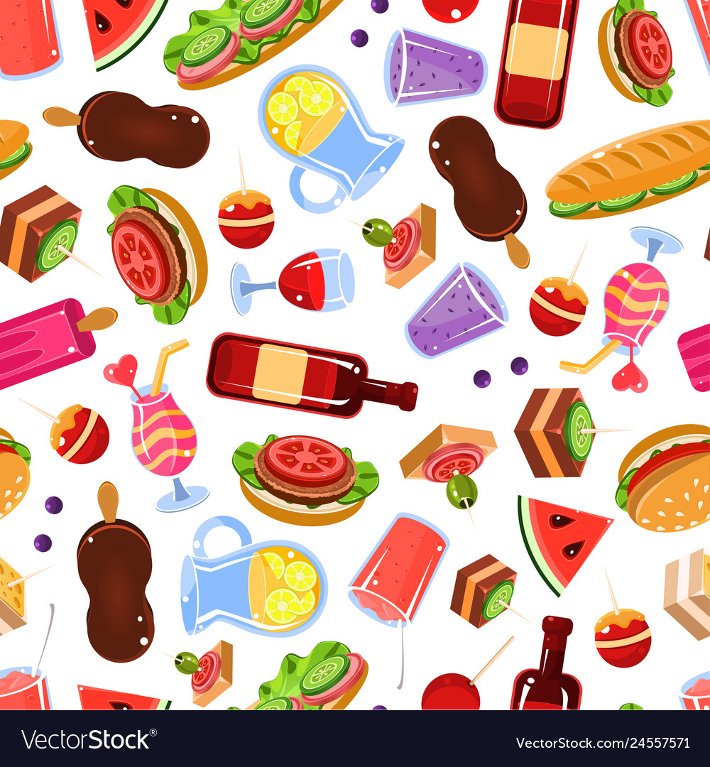 Picnic food seamless pattern design element can