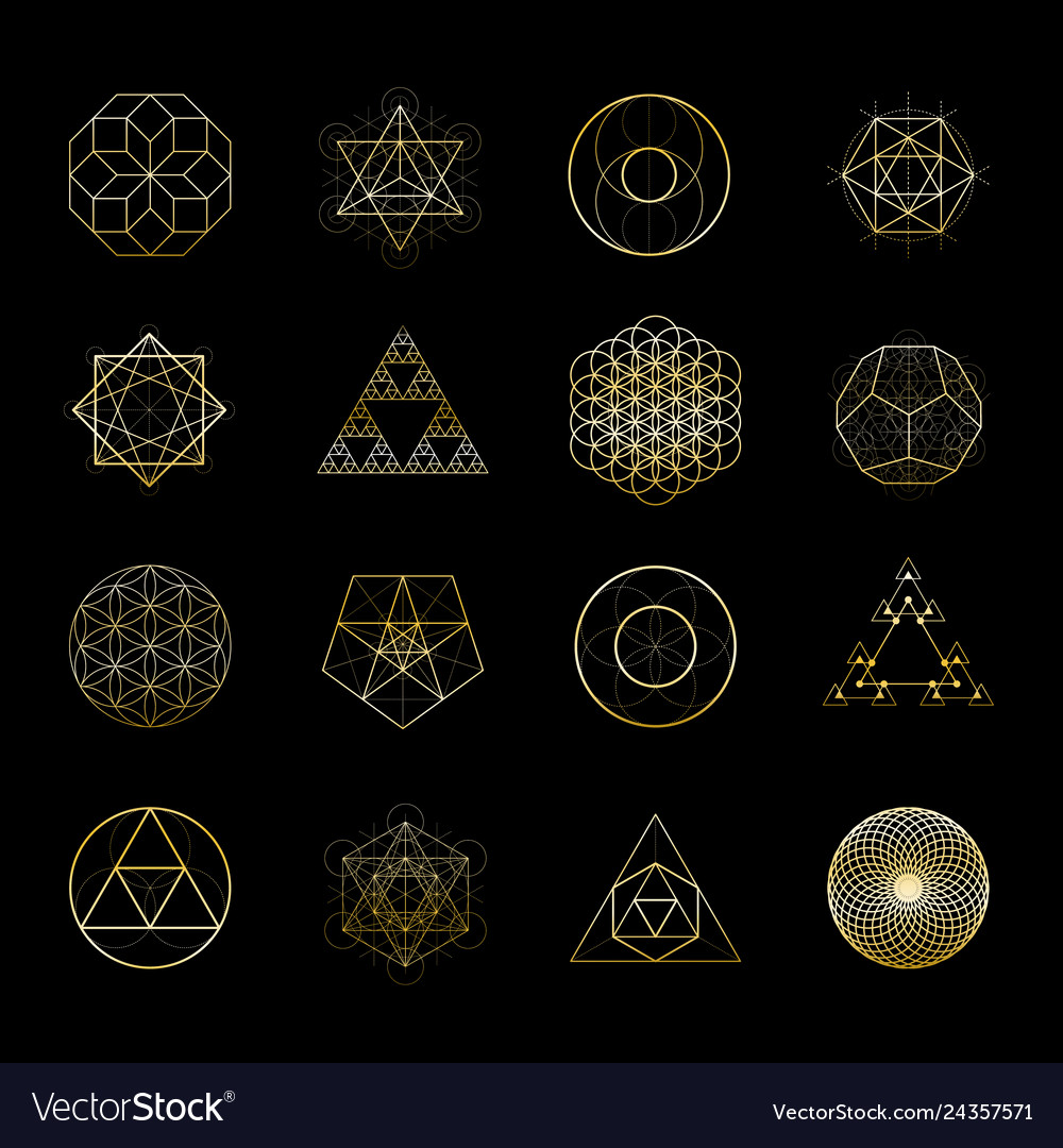 Sacred geometry golden design elements Royalty Free Vector