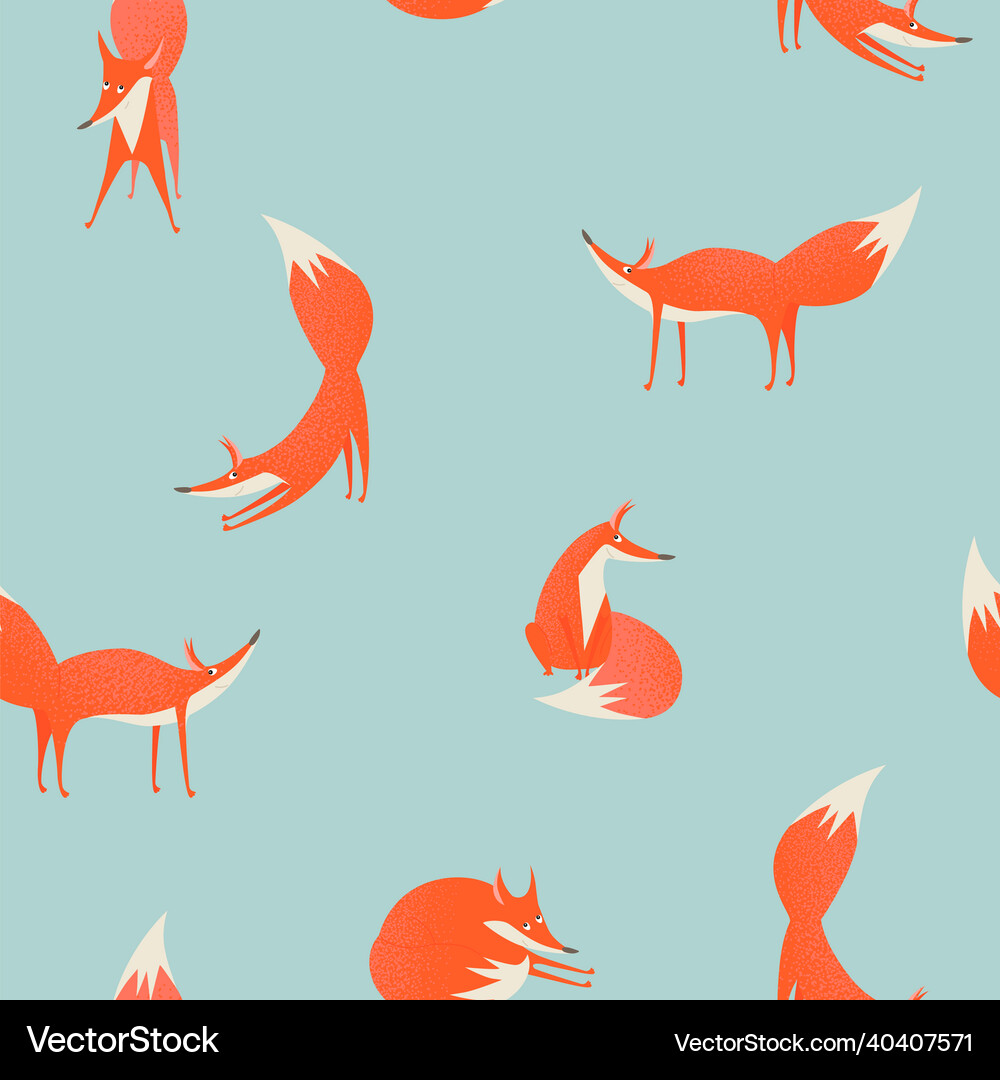 Seamless pattern with cute foxes Royalty Free Vector Image