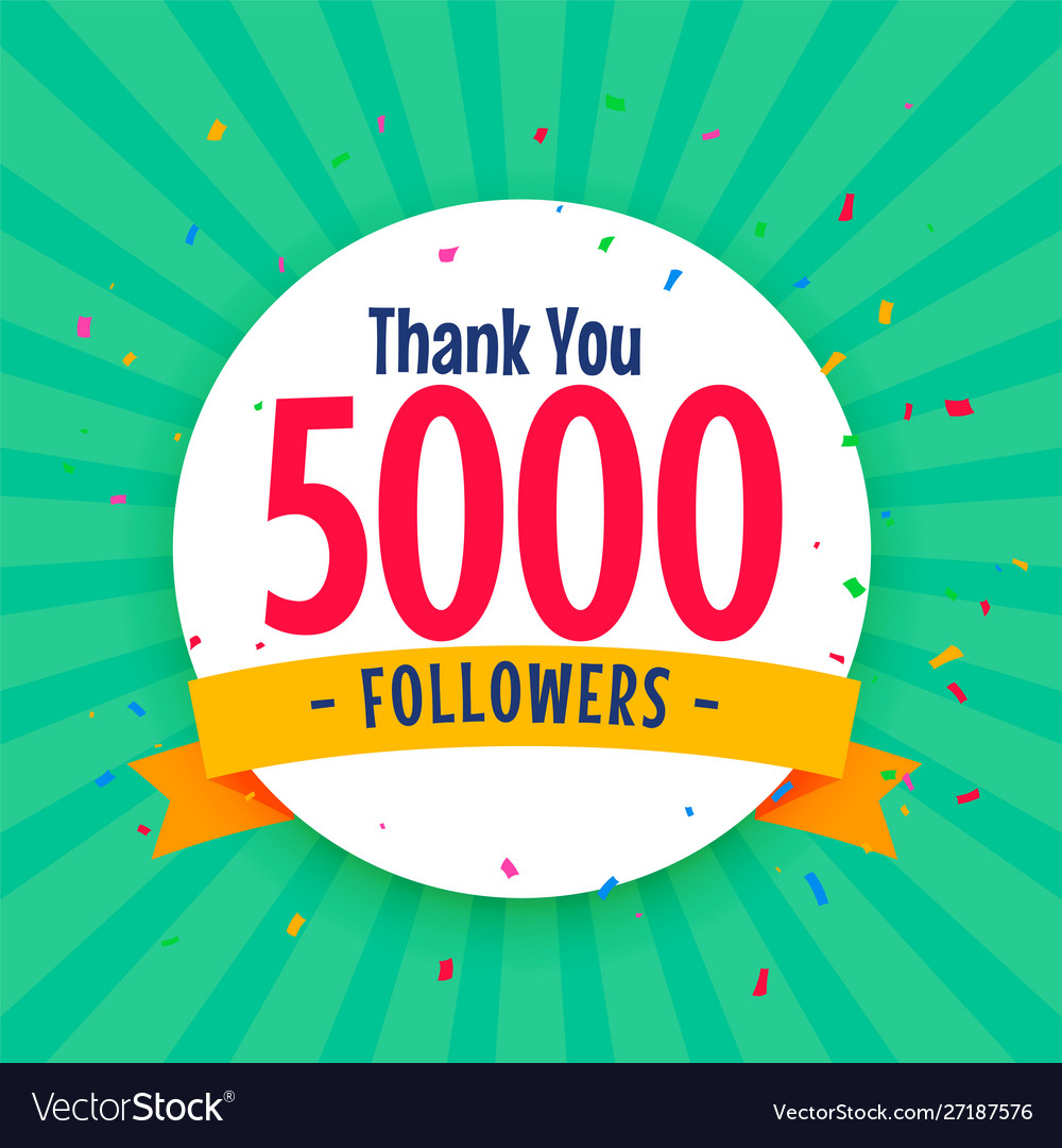 5000 social media followers background Royalty Free Vector