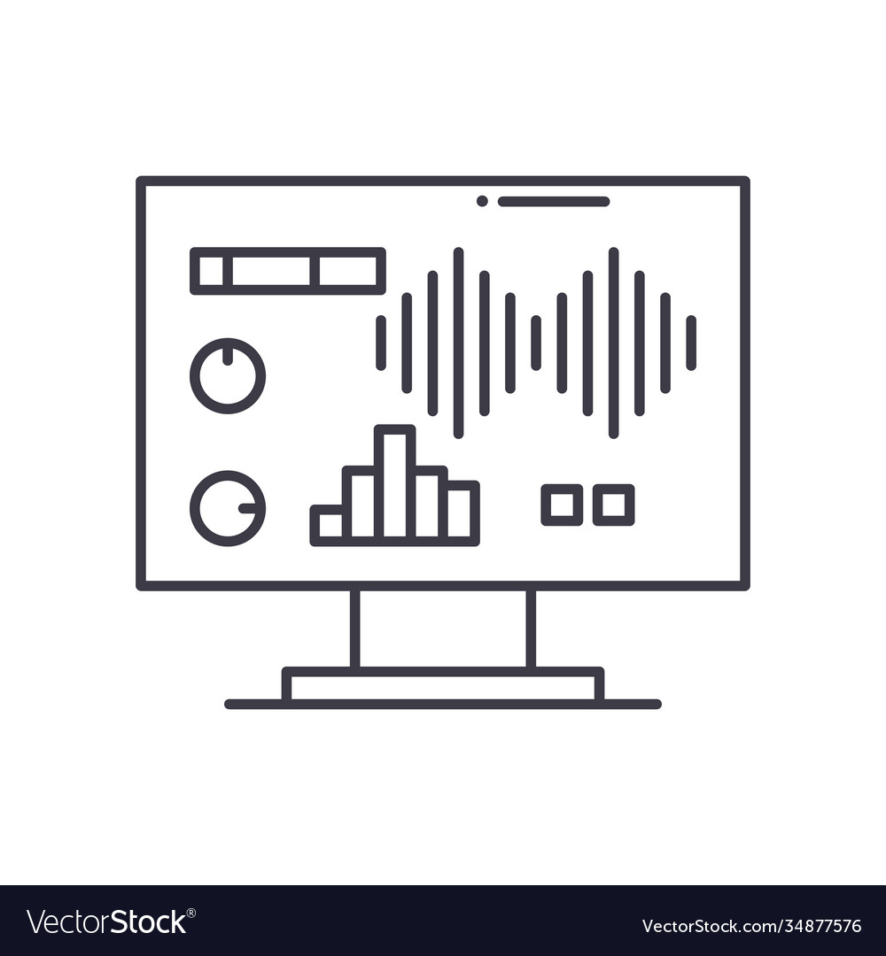 Audio spectrum icon linear isolated