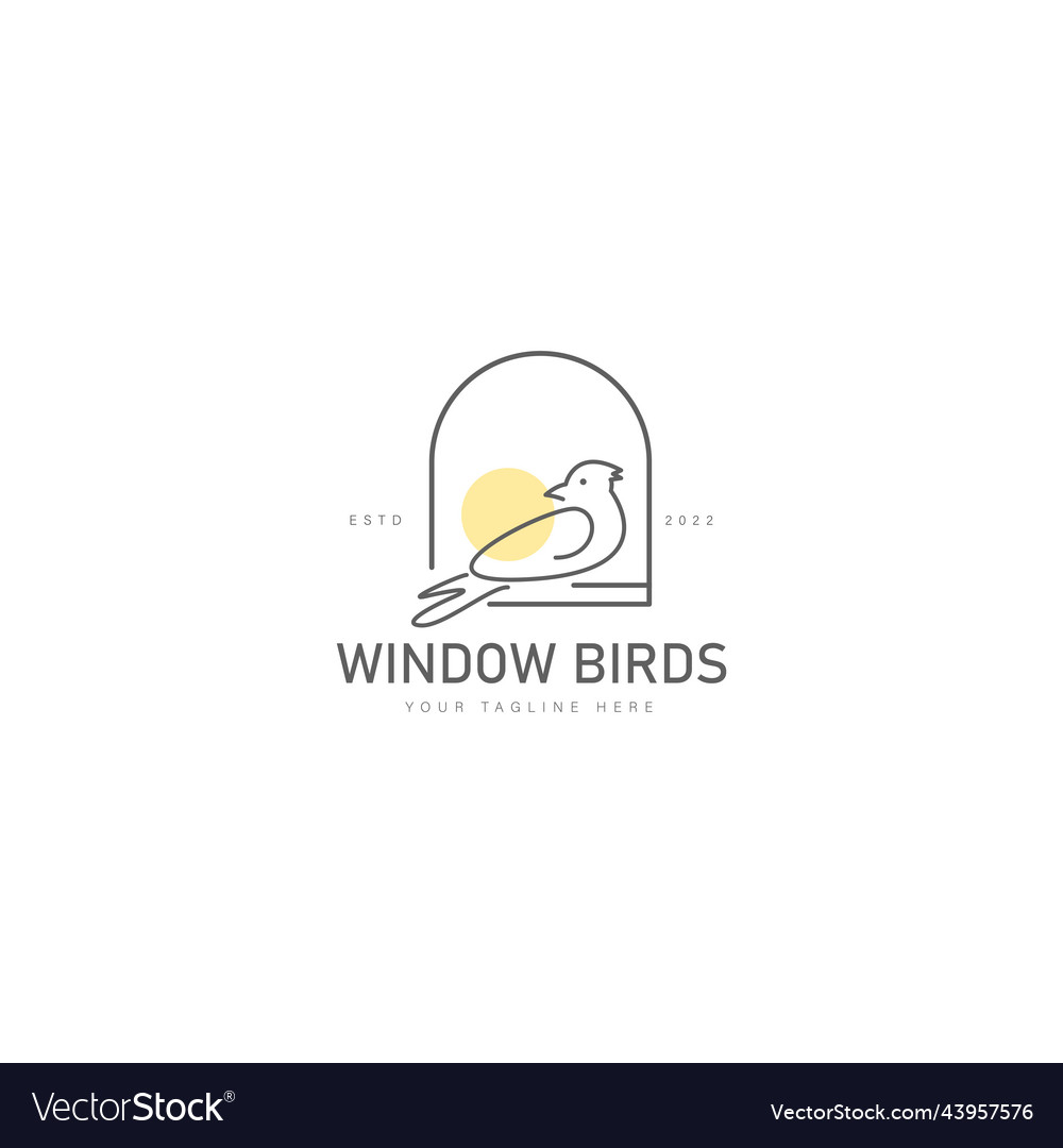 Bird with window line logo design icon
