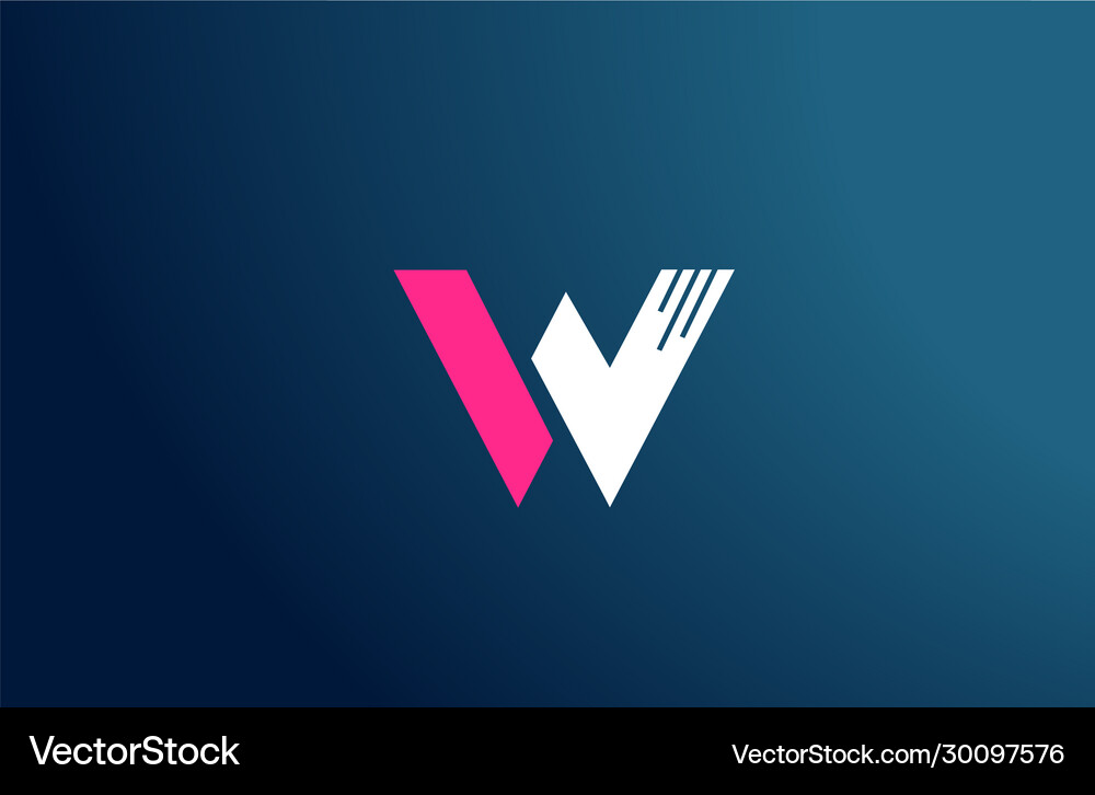 Blue white pink alphabet w logo letter design Vector Image