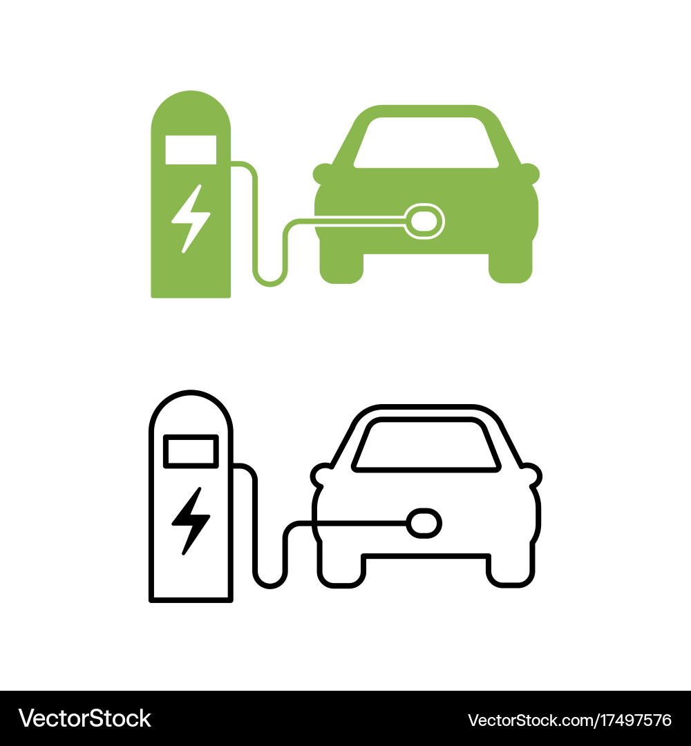 Electric car and electrical charging station icon Vector Image