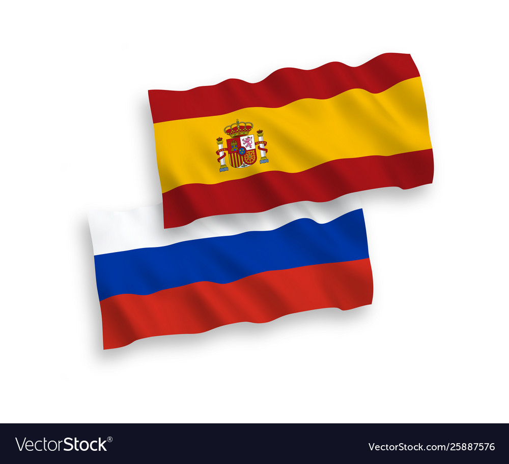 Flags spain and russia on a white background Vector Image