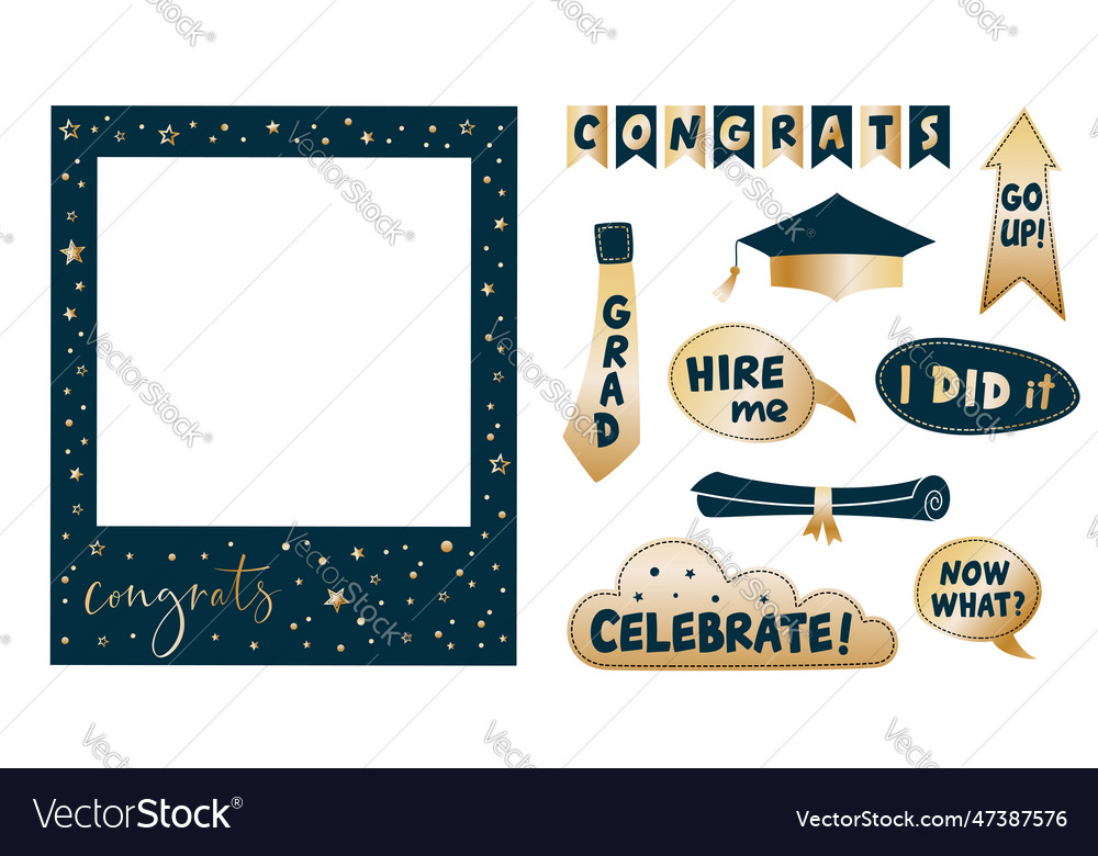 Graduation party photo booth props frame Vector Image