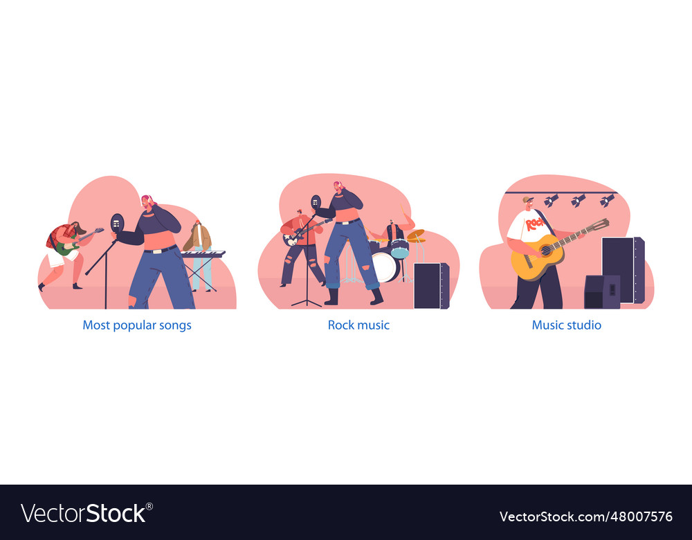 Isolated elements with rock group characters vector image Isolated elements with rock group characters