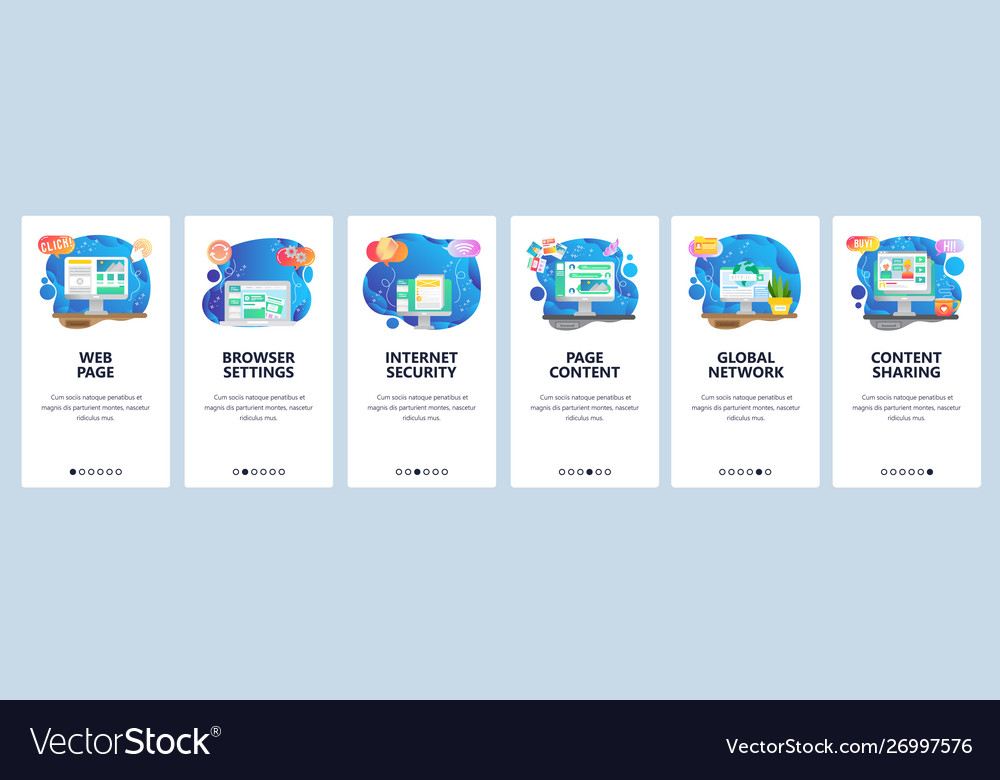 Mobile app onboarding screens computer vector image Mobile app onboarding screens computer